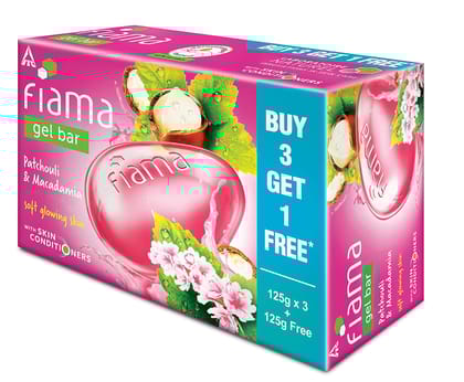 Fiama Di Wills Patchouli & Macadamia Soft Glowing Skin Gel Bar, 125g (Buy 3 Get 1 Free)