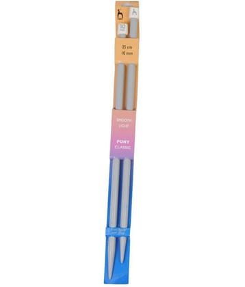 Classic Knitting Pins Pair for Thicker Yarns, No 000 (10 mm), Smooth Light 35 cm Long Plastic Needles