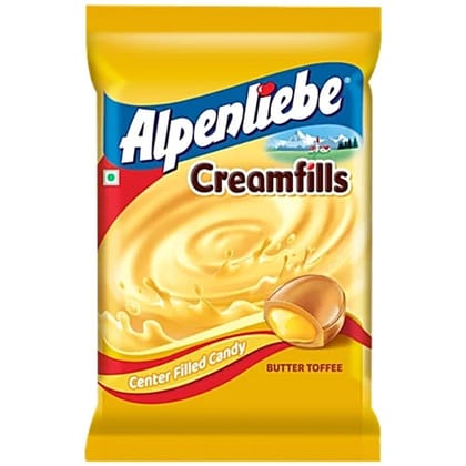 Alpenliebe Creamfills Butter Toffee Centre Filled Candy, 315 g (90 x 3.5 g) - 90 gm - 90 gm - One Unit