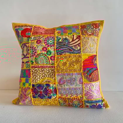 Yellow Patchwork Cushion Cover (Set of 2)-4 Cushion Covers
