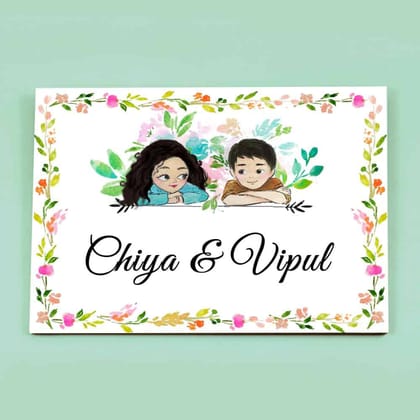 Couple - Handpainted Personalised Name plate