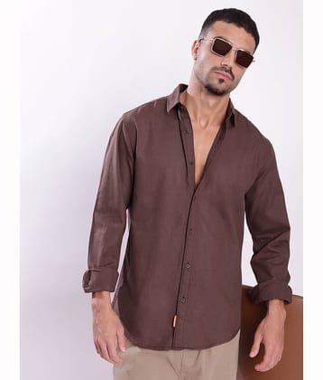 Bene Kleed Cotton Blend Regular Fit Solids Full Sleeves Men's Casual Shirt - Brown ( Pack of 1 )