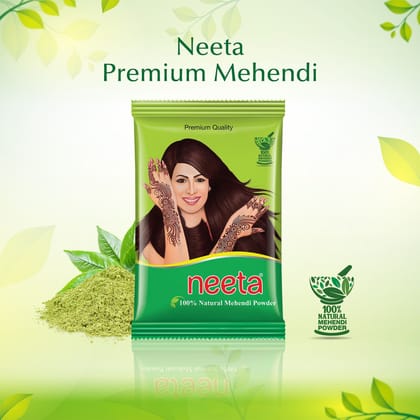 Neeta Mehendi Powder 40g Pack of 10, 100% Natural Henna Mehandi Powder for Hair, Hand & Feet