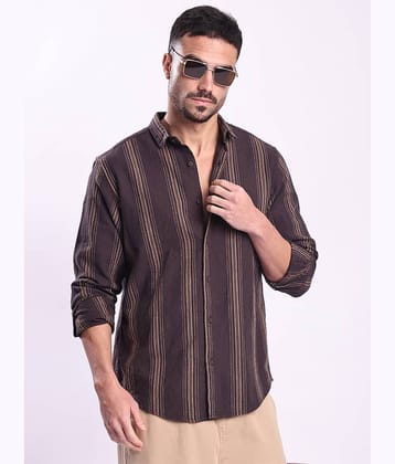Bene Kleed 100% Cotton Regular Fit Striped Full Sleeves Men's Casual Shirt - Brown ( Pack of 1 )