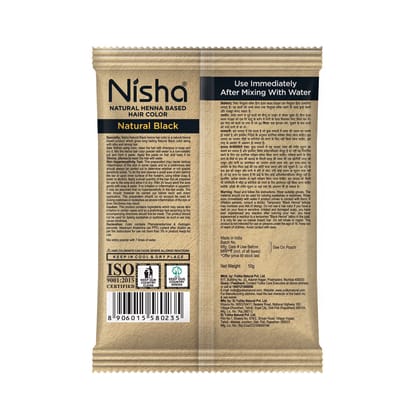 Nisha Henna Based Hair Color Natural Black 10gm Pack of 10, Ammonia Free Henna Powder Hair Colour Dye Black Hair Color