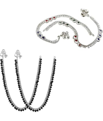 HEER COLLECTION - Silver Anklets ( Pack of 2 )