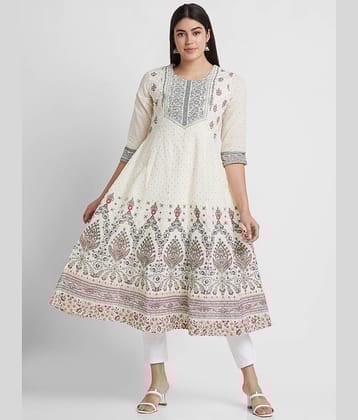 Globus - Off White Cotton Women's Anarkali Kurti ( Pack of 1 )