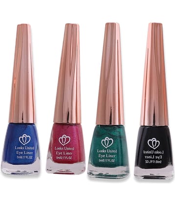 Looks United - Blue Metalic Eye Liner Liquid ( Pack of 4 )