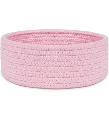 Generic Cotton 8x3 Inch Round 1 Pcs Bedside Organizer With Out Lid (Pink)-PID66377