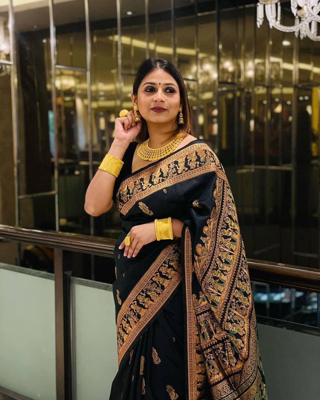 Zari Work Silk Saree With Blouse Piece