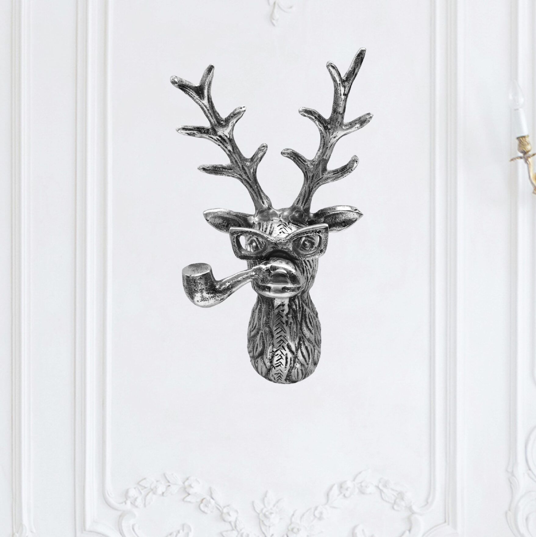 Cocovey Handcrafted Nickel Deer Head Wall Sculpture Pack of 1