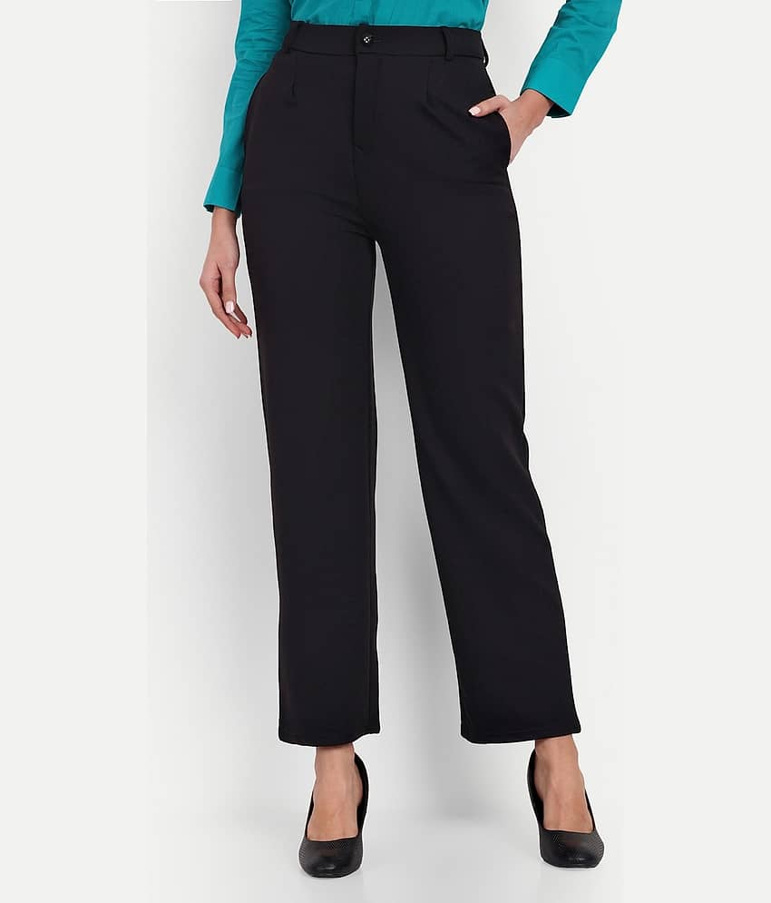 Broadstar Pack of 1 Polyester Straight Women's Casual Pants ( Black )