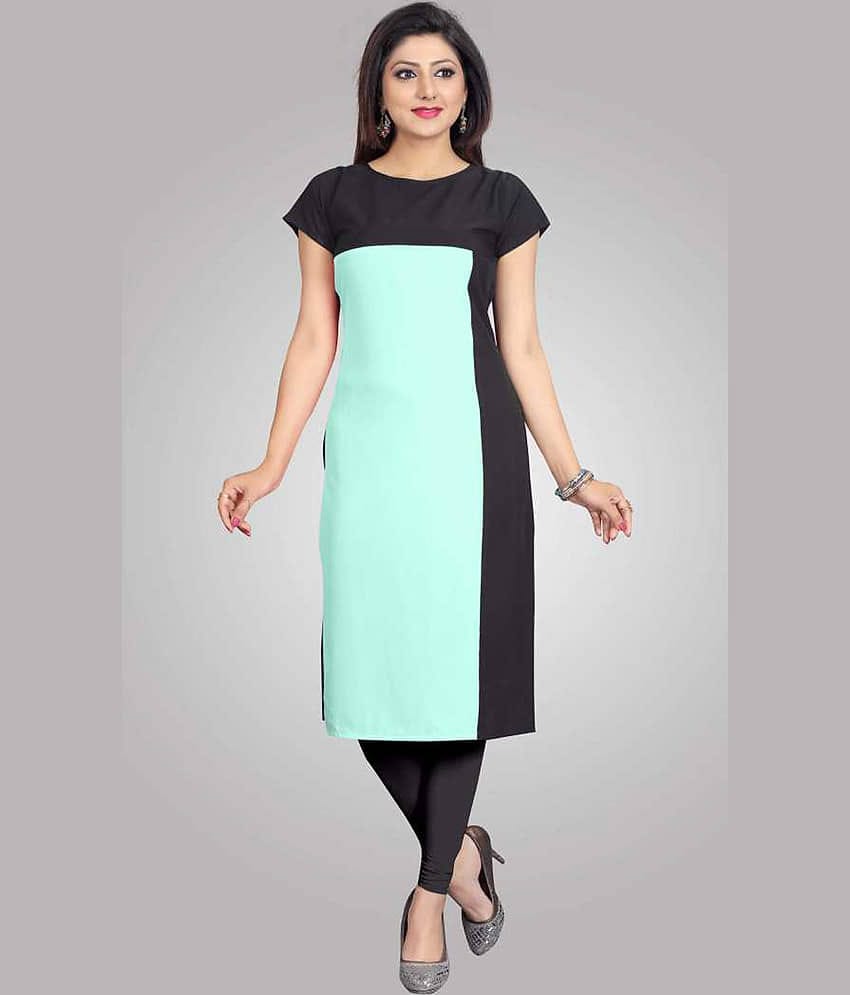 AK FASHION MALL Pack of 1 Crepe Printed Straight Women's Kurti - ( Multicolor )