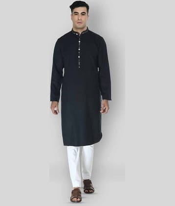 DESIGN TREND - Black Cotton Men's Regular Kurta ( Pack of 1 )