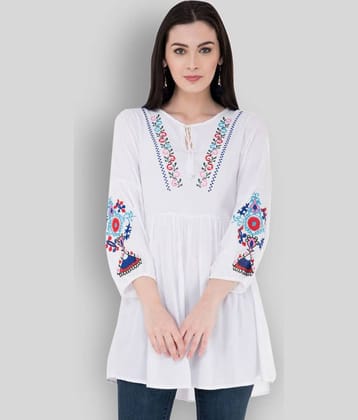 SAAKAA Women's Rayon Regular Top ( White )