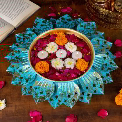 Craftlayout Decorative Festive Bowl, Blue 14.5 Inch