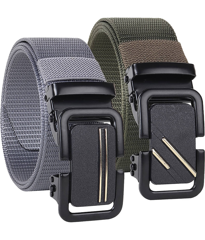 SILKSHOPPING - Multicolor Nylon Men's Casual Belt ( Pack of 2 )