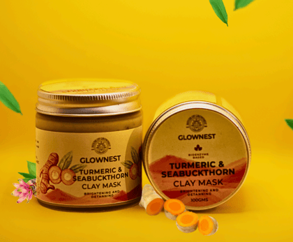 Glownest Bio Enzyme Based Turmeric & Sea Buckthorn Clay Mask (100g)