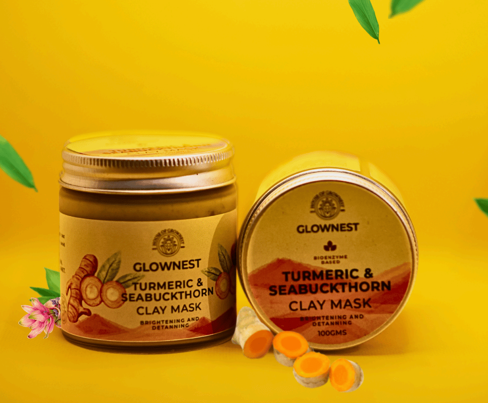 Glownest Bio Enzyme Based Turmeric & Sea Buckthorn Clay Mask (100g)