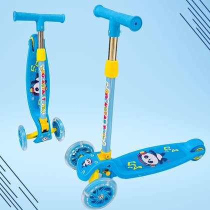 MM TOYS Kick Scooter for Kids – 3 Tyre, LED Wheels, Adjustable Height, Foldable, BIS Certified, Age 3–6, Multicolor