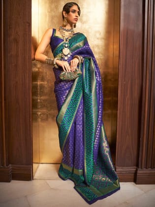 Cobalt Blue Kanjivaram Pure Soft Silk Saree With Blouse