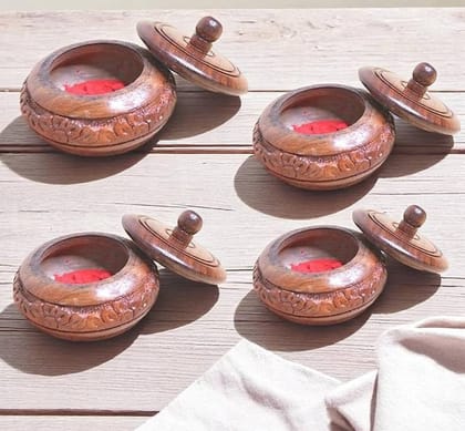 Wooden sindoor box pack of 4