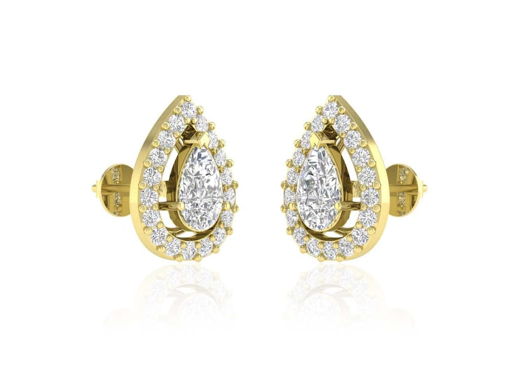 Teardrop Halo Solitaire Studs