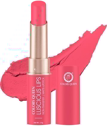 Colors Queen Luscious Lips Non Transfer Creamy Matte Lipstick 3.5g, Brink of Pink (Shade - 07)