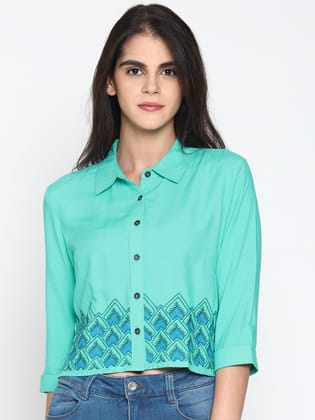 Blue Embroidered Shirt-S