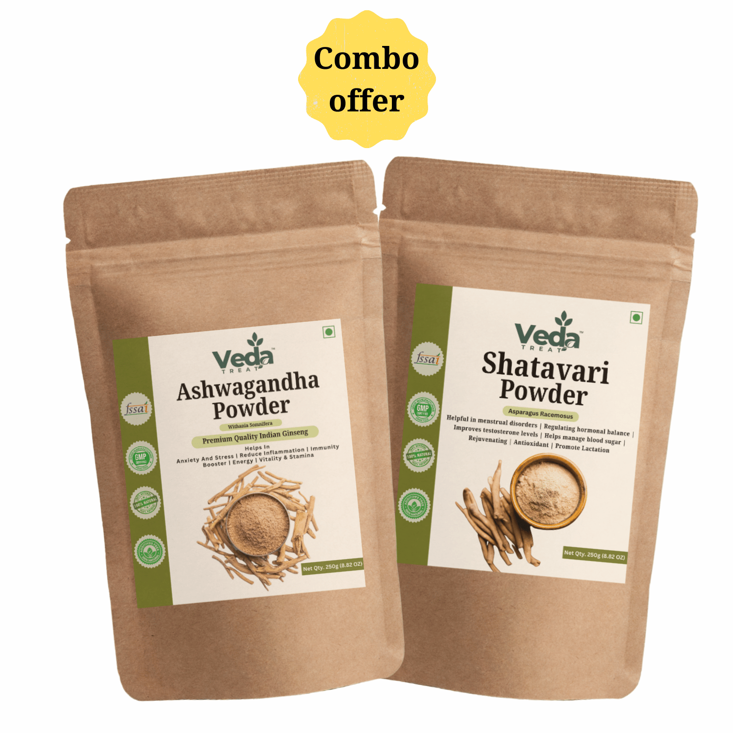 VedaTreat Organic Ashwagandha Powder and Shatavari Powder: 100% Pure & Natural Combo
