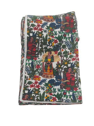 Frida Kahlo Cotton Velvet Quilt - White-Double 90 x 100 inches