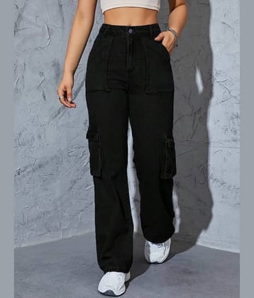 Broadstar Women's Cargos High-Rise Jeans ( Black )