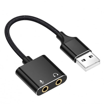 Zeitel® USB Sound Card USB to 3.5mm Jack Audio Adapter USB External Stereo Sound Adapter Splitter Converter for Windows and Mac, Linux, Laptop, PC, Compatible with PS4, Headset, Plug & Play Black / USB Sound Card