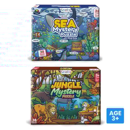 Jungle + Sea Mystery - Animal Mystery Puzzle Combo (Ages 3+)-23 Pieces