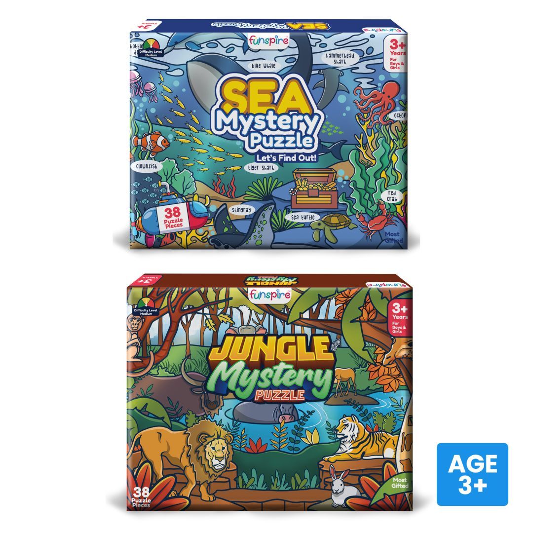 Jungle + Sea Mystery - Animal Mystery Puzzle Combo (Ages 3+)-23 Pieces