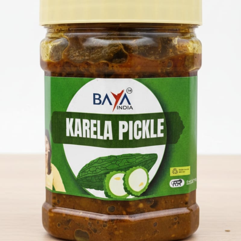 Baya India Karela Pickle 350g | Homemade  Karela  ka Achar | Traditional North Indian Recipe | Spicy & Tangy Flavor | Made with Mustard Oil & Handcrafted Spices | No Preservatives