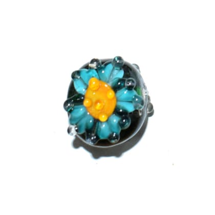 Handmade Fancy Lampwork Glass Beads For Jewelry Making Necklace , Earring and Bracelet (Flat Round) SFL-778-Per Packet 25 Pcs / 22X12 MM
