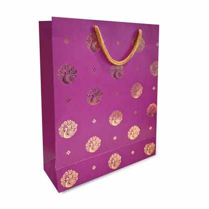 Premium 200 GSM Big FBB Gold Foil Peacock Matt Lamination Printed Party Gift Bags, Ideal for Birthday Return Gifts, Kids Party, & Special Occasions (Size: 12.5x10.25x4 Inch) -  5