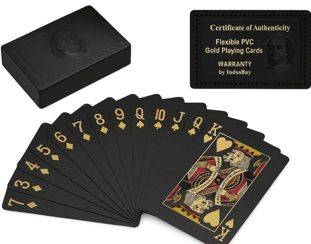 Playing Cards,54 Sheet Black Deck of Poker Card Waterproof Plastic Standard Playing Cards,for Family Party BBQ Gatherings,Black Grid