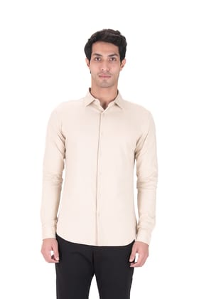 Fluid Cotton Flow Shirt - Mercerised Butter Fabric-Stone Beige / XS