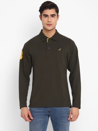 Full Sleeves Polo Collar T-Shirt for Men - Olive-L / Olive