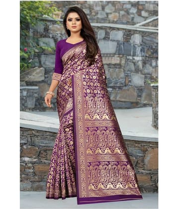 Gazal Fashions Silk Printed Saree With Unstitched Blouse Piece ( Multicolor )