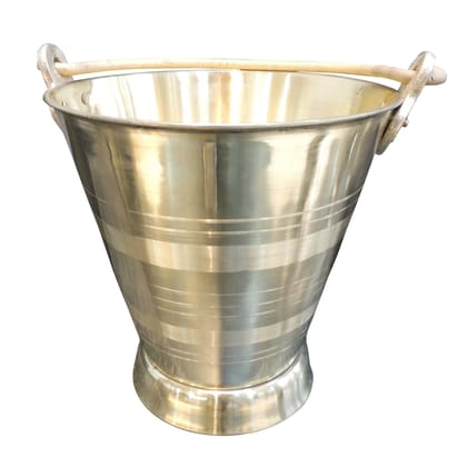 Heavy Brass Bucket 8 Liter | Traditional Water Storage Vessel, Height : 11 Inch (ZMAS612 D)