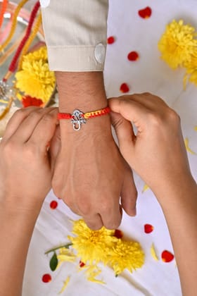 CZ Ganesha Silver Rakhi CHR086