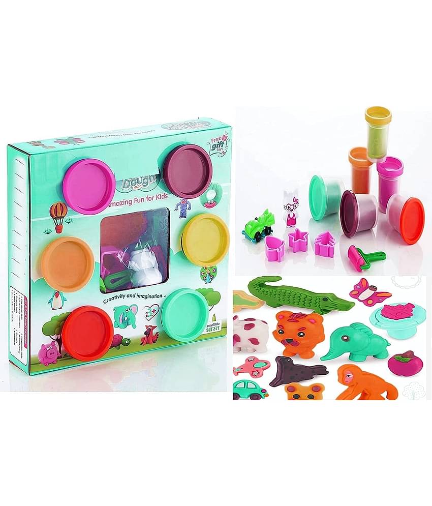 Play with Dough Fun with Dough Clay 5 Pcs Clay, Children Modeling-Reusable Clay 30Gms x 5 -Pack of 6 with Mold’s