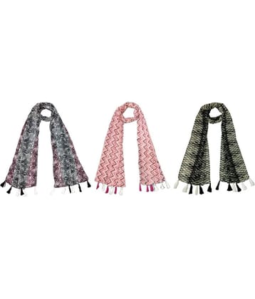 stolevilla Multi Poly Cotton Yarn Stoles ( Pack of 3 )