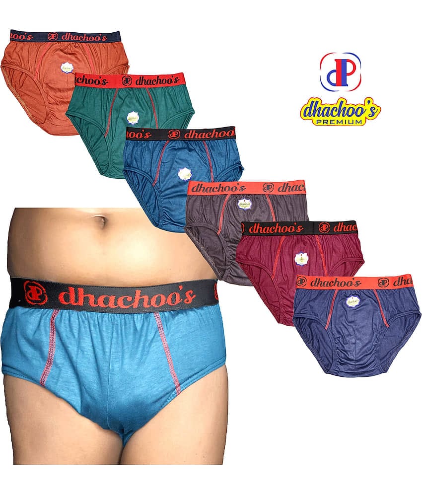 dhachoo's premium Pack of 6 Cotton Briefs For Men's ( Multicolor )