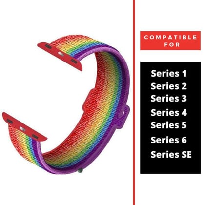 Rainbow Nylon Strap For Apple Watch Series 7 (38mm/40mm/41mm)