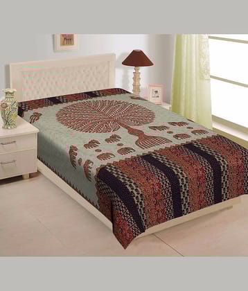 ABHACLOTHO Cotton 1 Single Bedsheet with 1 Pillow Cover ( Multicolor )