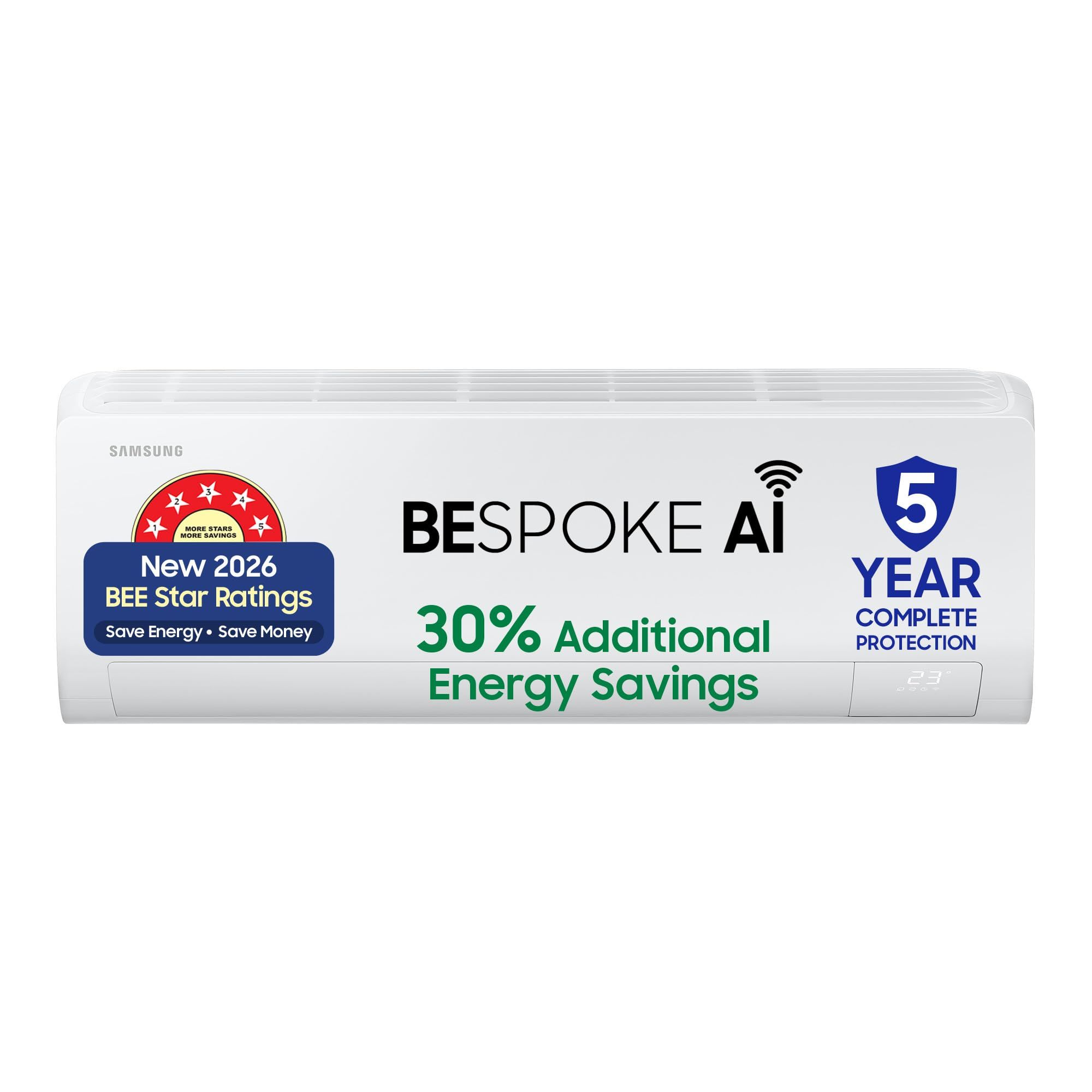 Samsung 1 Ton 5 Star,New Star rated Bespoke AI Inverter Smart Split AC (WiFi, Energy Saving, Voice Control, Powerful Cooling, Copper, Digital Inverter, 4 Way swing,white,AR50H12D1ZHNNA) Samsung 1 Ton 5 Star,New Star rated Bespoke AI Inverter Smart Split 